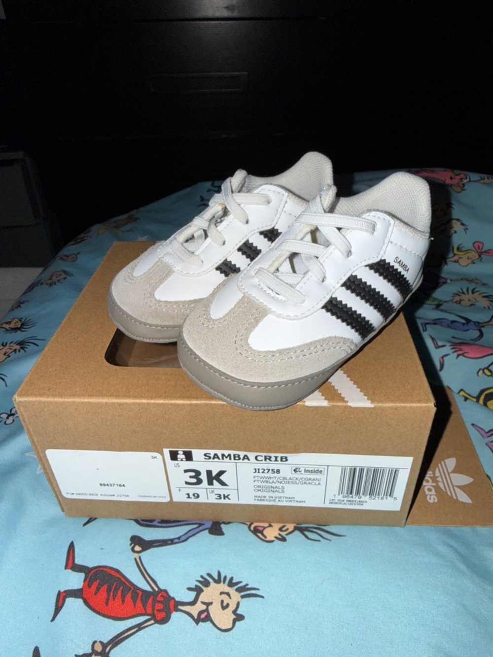 adidas Kids Samba Crib Shoes White Black